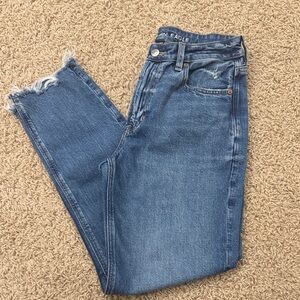 American Eagle Outfitters Distressed Blue Ankle Jeans